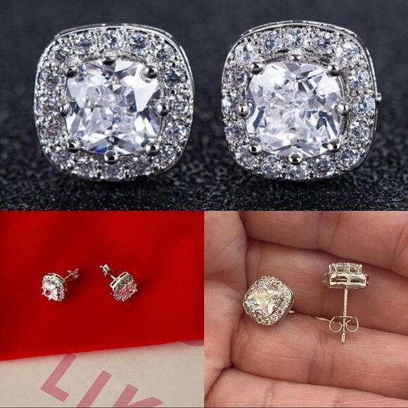 Last pair!Classic zircon studs in Sterling Silver - Picture 4 of 9